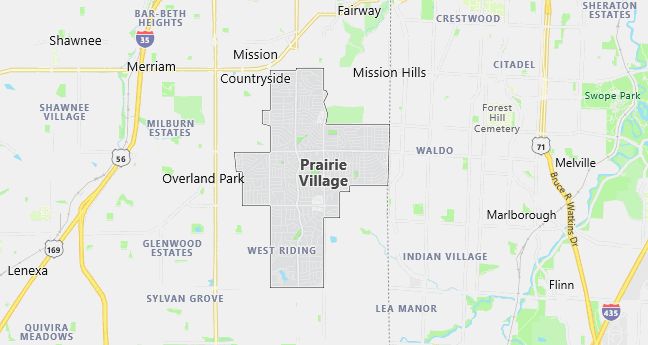 Map of Prairie Village, KS