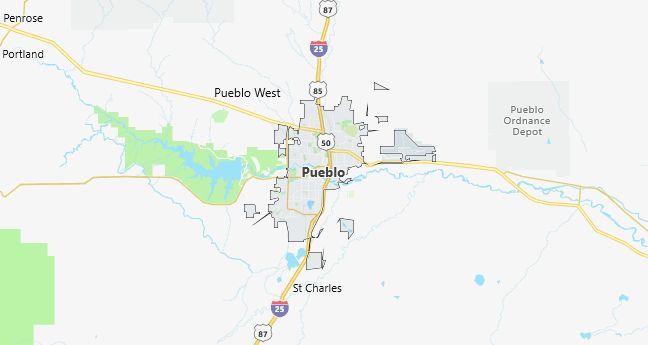 Map of Pueblo, CO