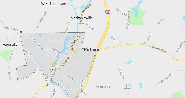 Map of Putnam, CT