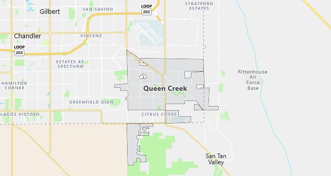 Map of Queen Creek, AZ