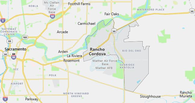 Map of Rancho Cordova, CA