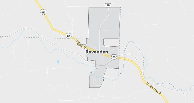 Map of Ravenden, AR