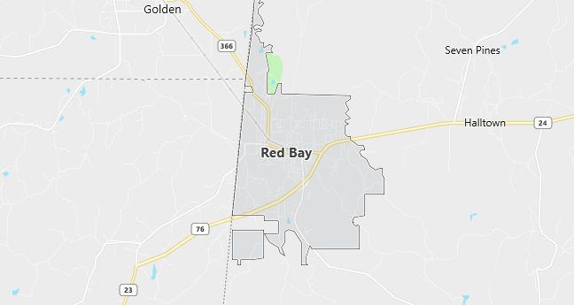 Map of Red Bay, AL