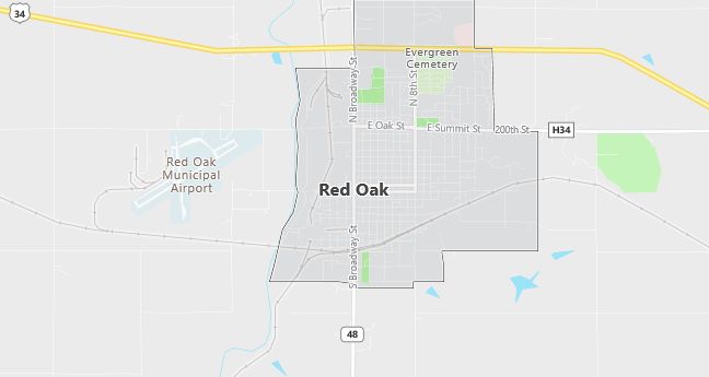 Map of Red Oak, IA