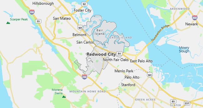 Map of Redwood City, CA