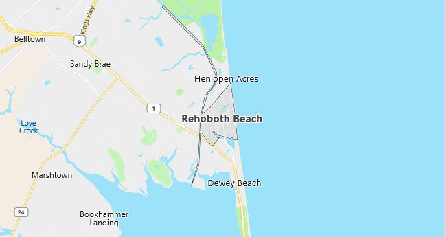 Map of Rehoboth Beach, DE