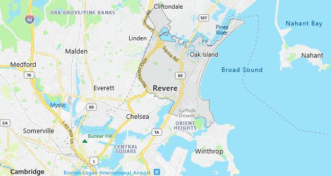 Map of Revere, MA