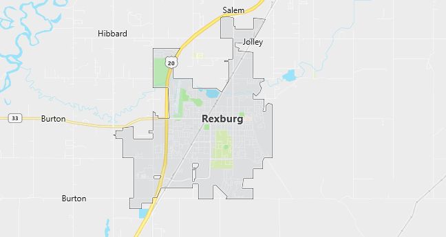 Map of Rexburg, ID