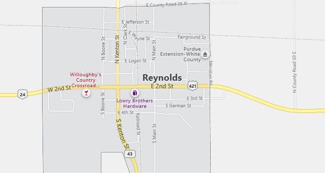 Map of Reynolds, IN