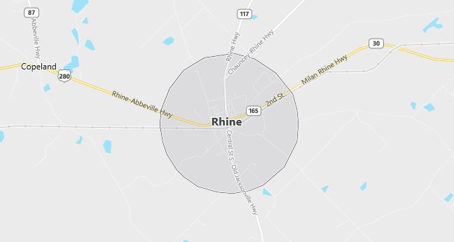 Map of Rhine, GA