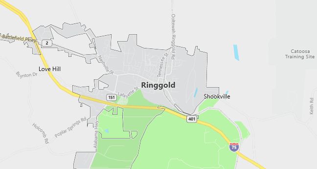 Map of Ringgold, GA