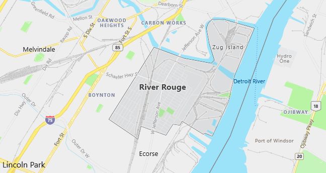 Map of River Rouge, MI