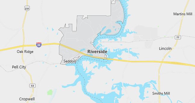 Map of Riverside, AL