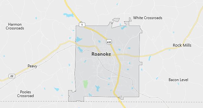 Map of Roanoke, AL