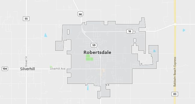 Map of Robertsdale, AL