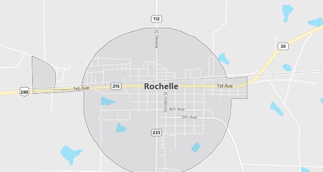 Map of Rochelle, GA