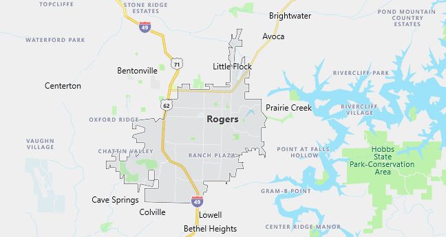 Map of Rogers, AR