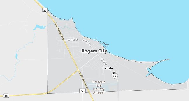 Map of Rogers City, MI