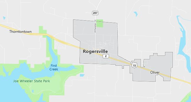 Map of Rogersville, AL