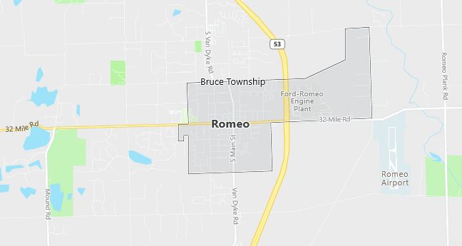 Map of Romeo, MI