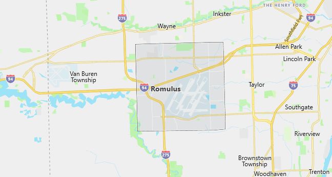 Map of Romulus, MI