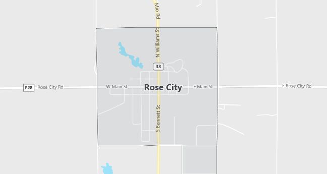 Map of Rose City, MI