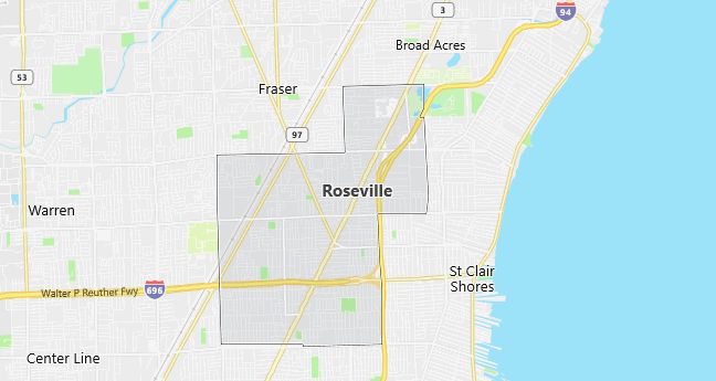 Map of Roseville, MI