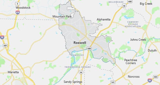 Map of Roswell, GA