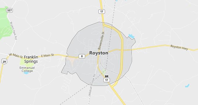 Map of Royston, GA