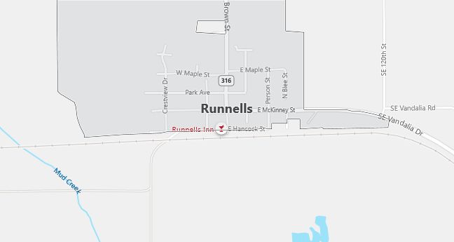 Map of Runnells, IA