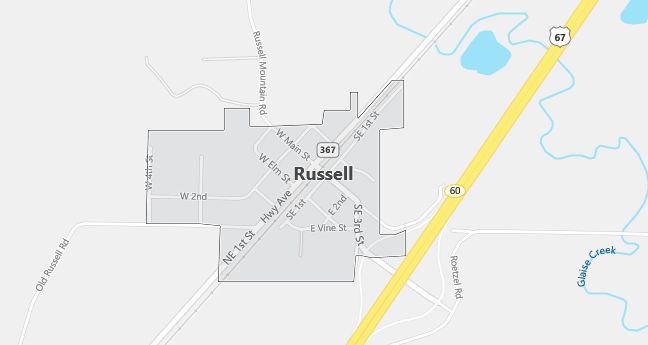 Map of Russell, AR