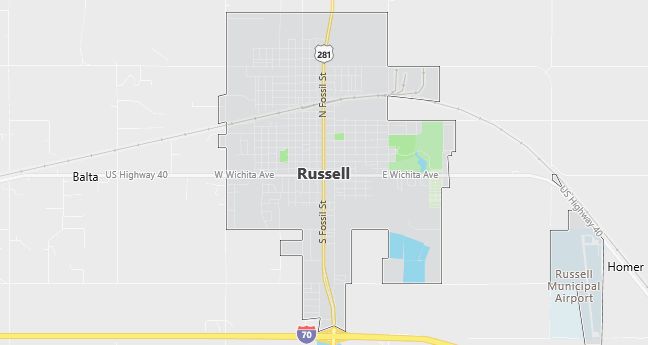 Map of Russell, KS