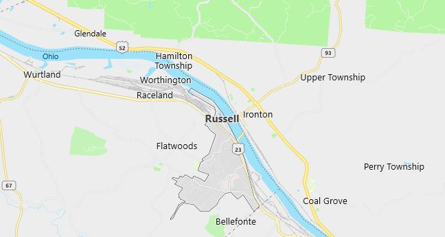 Map of Russell, KY