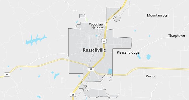 Map of Russellville, AL