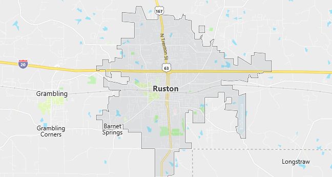 Map of Ruston, LA