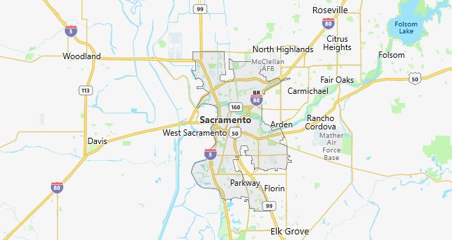 Map of Sacramento, CA