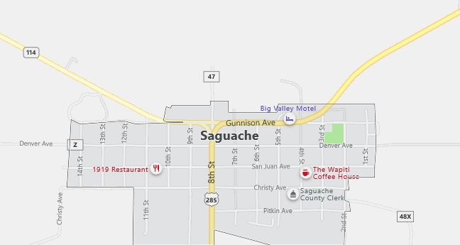 Map of Saguache, CO