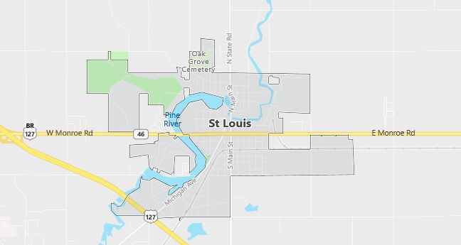 Map of Saint Louis, MI