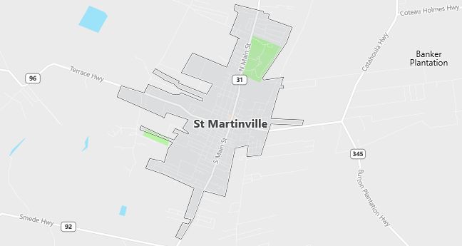 Map of Saint Martinville, LA