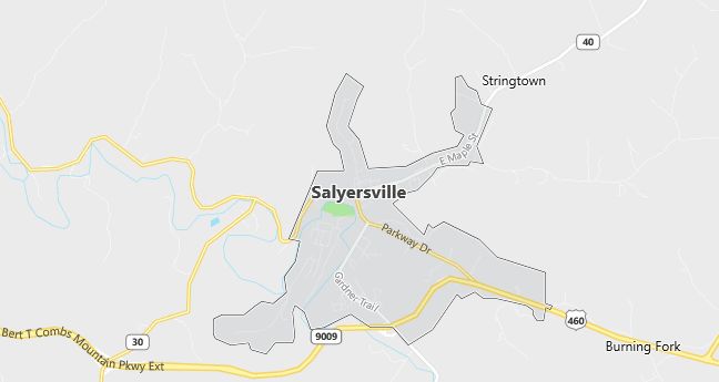 Map of Salyersville, KY