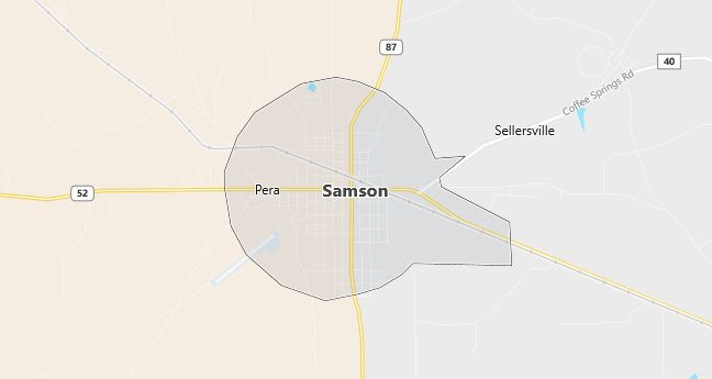 Map of Samson, AL