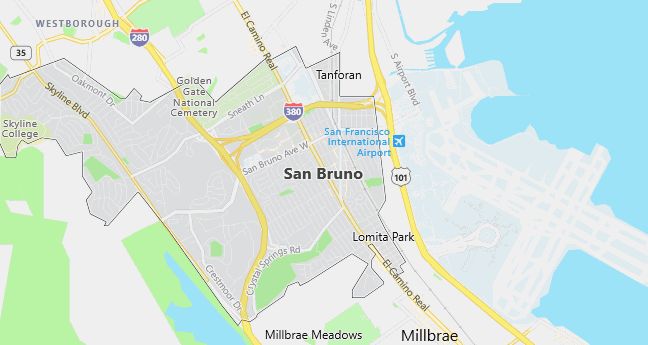 Map of San Bruno, CA