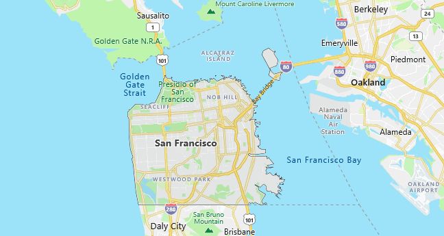 Map of San Francisco, CA