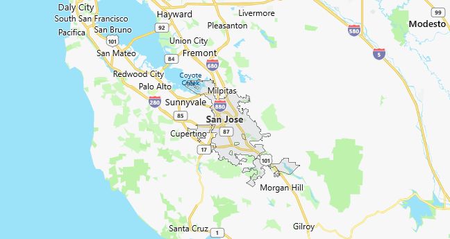 Map of San Jose, CA