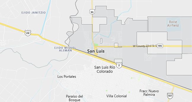 Map of San Luis, AZ