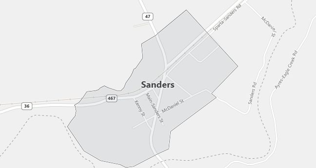 Map of Sanders, KY