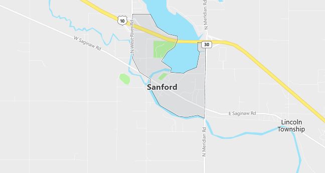 Map of Sanford, MI