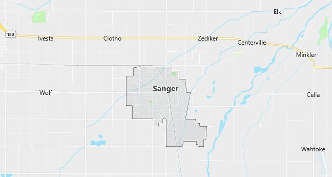 Map of Sanger, CA