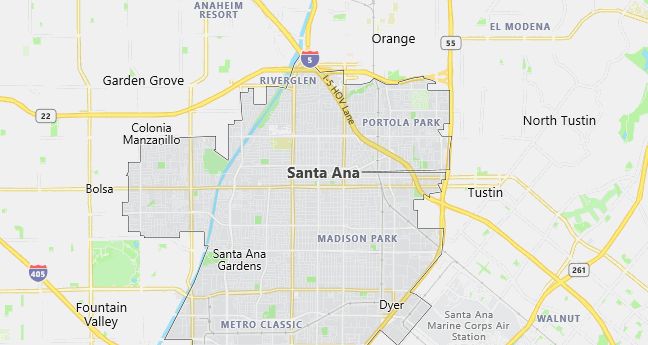 Map of Santa Ana, CA