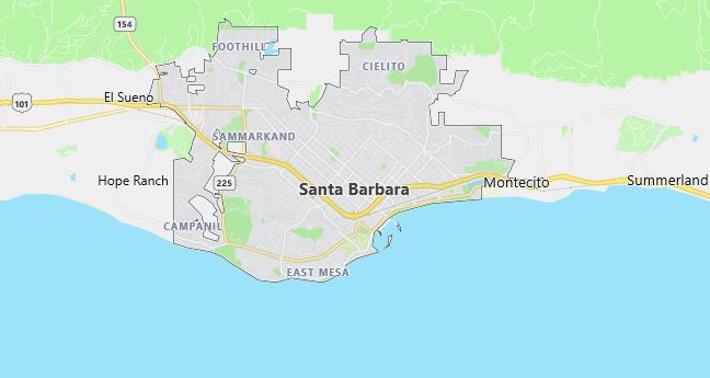 Map of Santa Barbara, CA